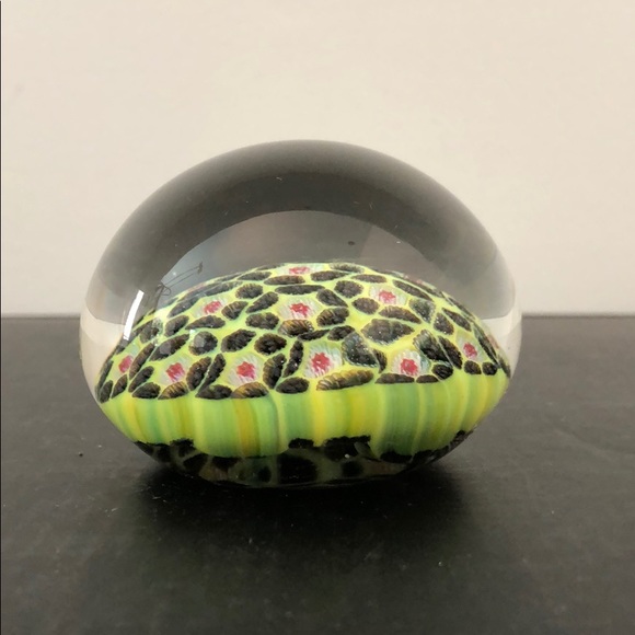 HAND BLOWN PAPERWEIGHT LIME GREEN BLACK,RASPBERRY - Picture 8 of 8